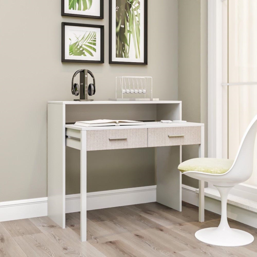 Mesa de trabalho 88x99 cm branco/ bege