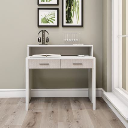 Mesa de trabalho 88x99 cm branco/ bege