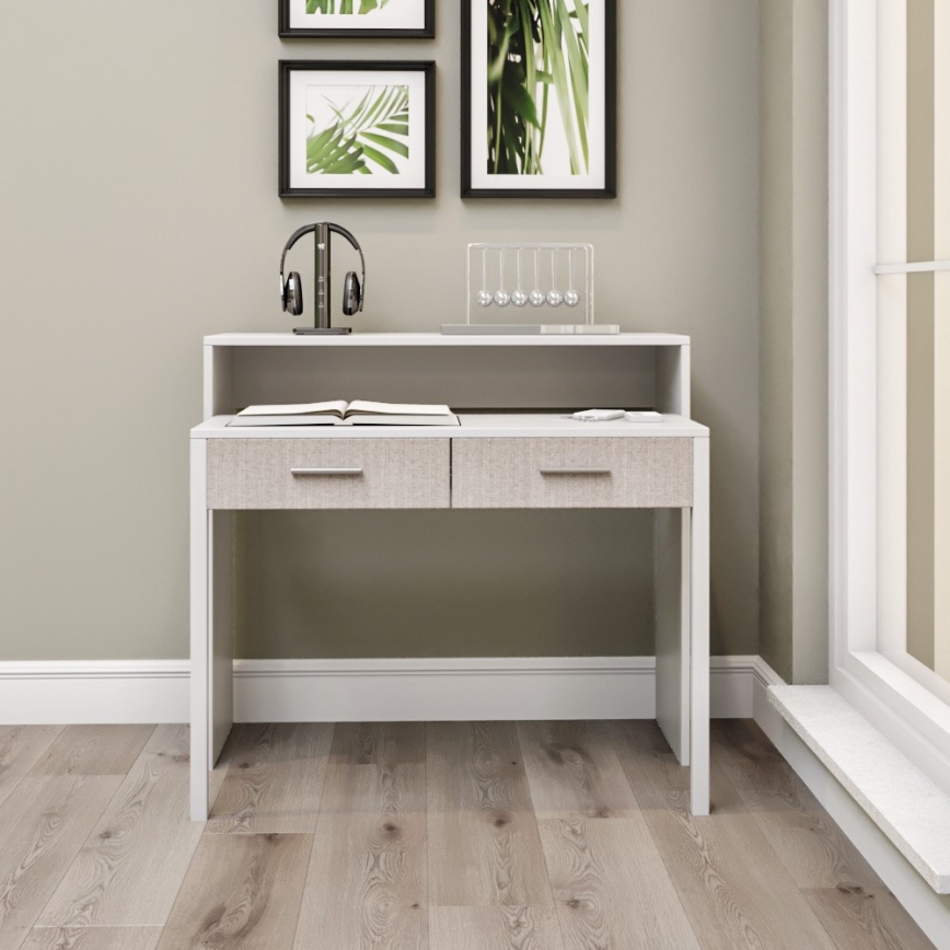 Mesa de trabalho 88x99 cm branco/ bege