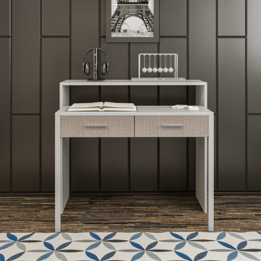 Mesa de trabalho 88x99 cm branco/ bege