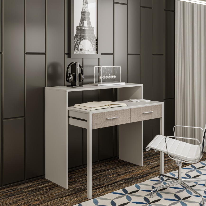 Mesa de trabalho 88x99 cm branco/ bege