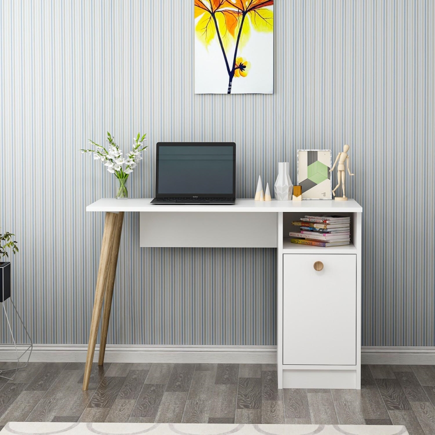 Mesa de trabalho CANNAS 110x74 cm branco/castanho
