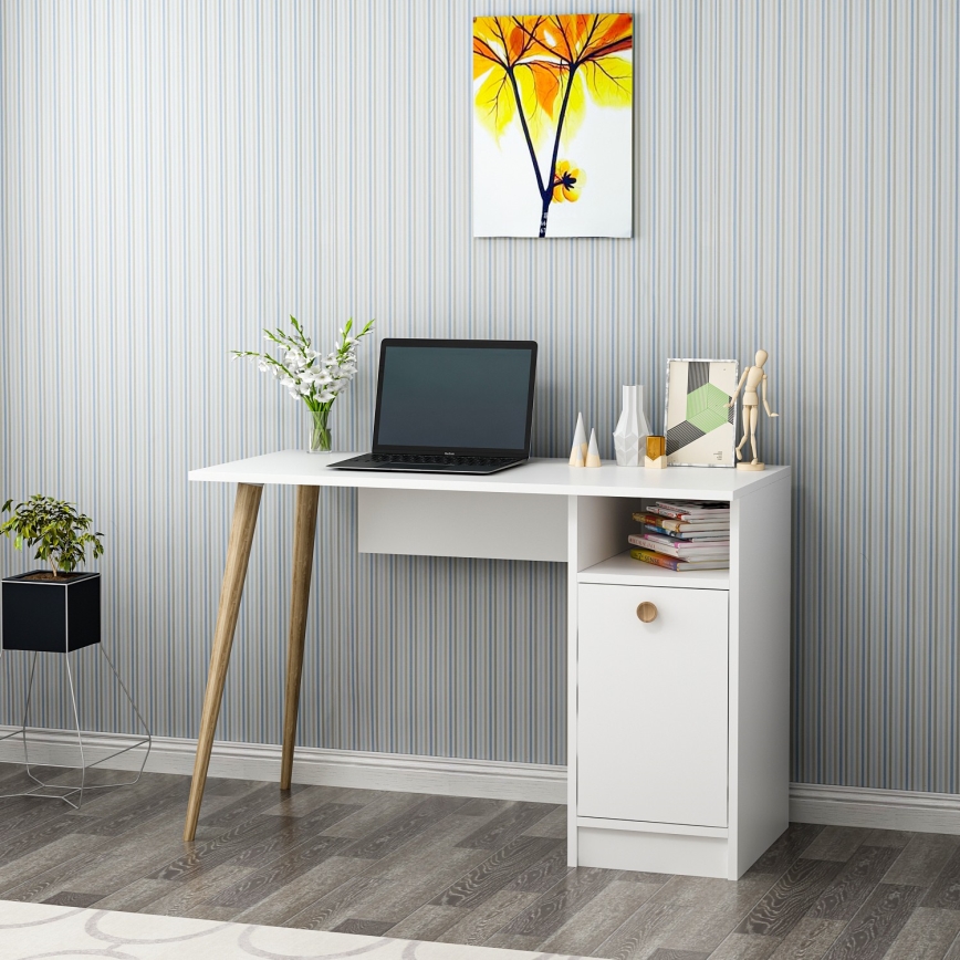 Mesa de trabalho CANNAS 110x74 cm branco/castanho