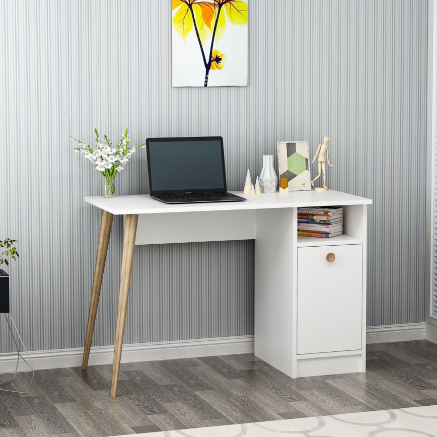 Mesa de trabalho CANNAS 110x74 cm branco/castanho