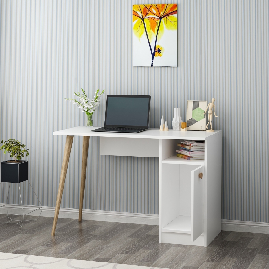 Mesa de trabalho CANNAS 110x74 cm branco/castanho