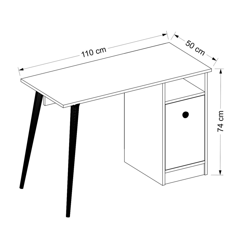 Mesa de trabalho CANNAS 110x74 cm branco/castanho