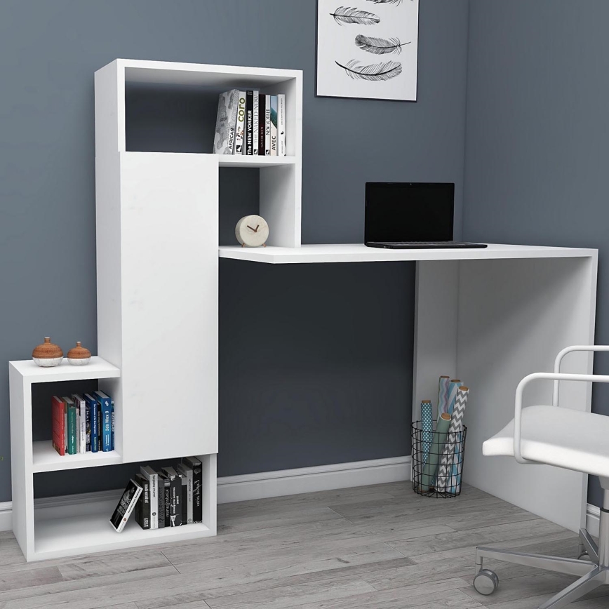 Mesa de trabalho com uma prateleira IRMAK 119x138,6 cm branco