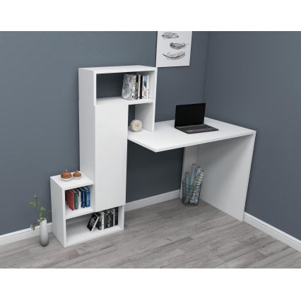 Mesa de trabalho com uma prateleira IRMAK 119x138,6 cm branco