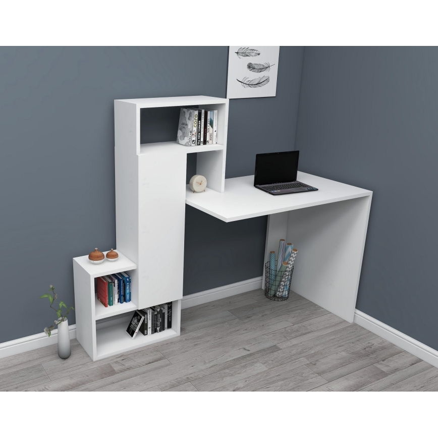 Mesa de trabalho com uma prateleira IRMAK 119x138,6 cm branco