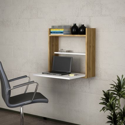 Mesa de trabalho dobrável LAPTOP 60x60 cm castanho/branco