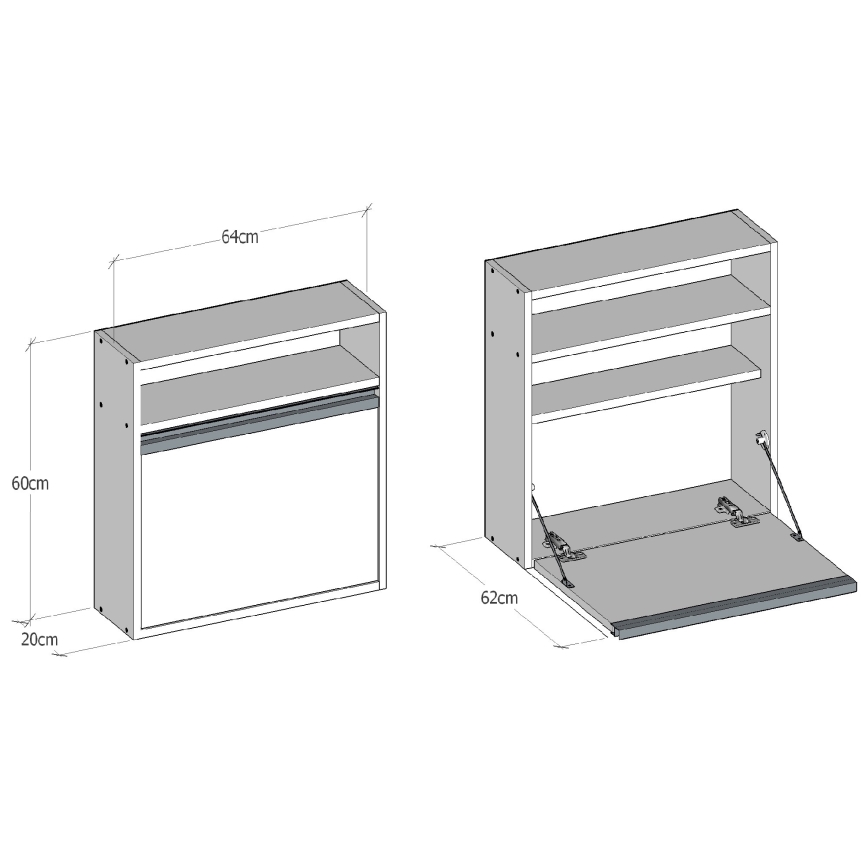 Mesa de trabalho dobrável OPTIMUM 60x64 cm branco