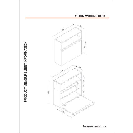 Mesa de trabalho dobrável VIOLIN 63,6x60 cm branco
