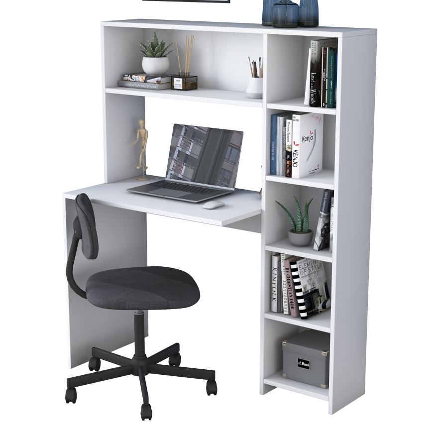Mesa de trabalho com prateleira RANI 113,2x141,8 cm branco