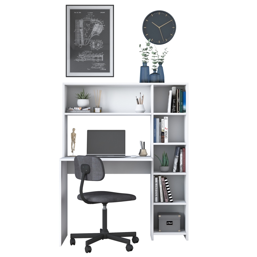 Mesa de trabalho com prateleira RANI 113,2x141,8 cm branco