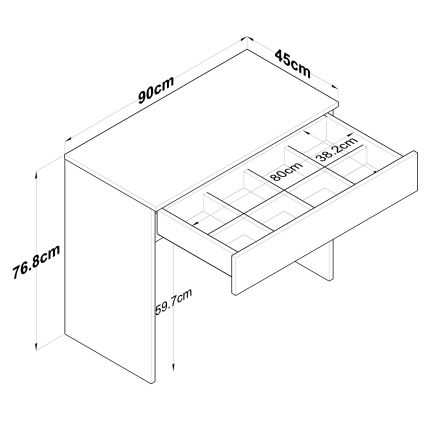 Mesa de trabalho RANI 90x76,8 cm branco