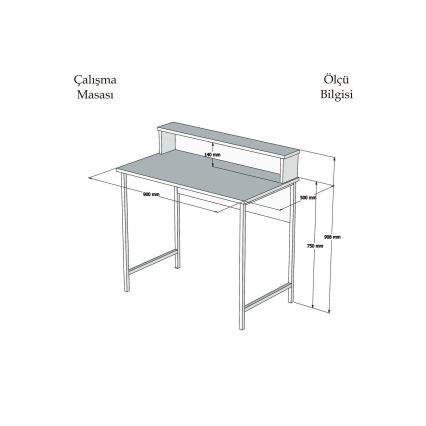 Mesa de trabalho USO 90,8x90 cm branco/preto