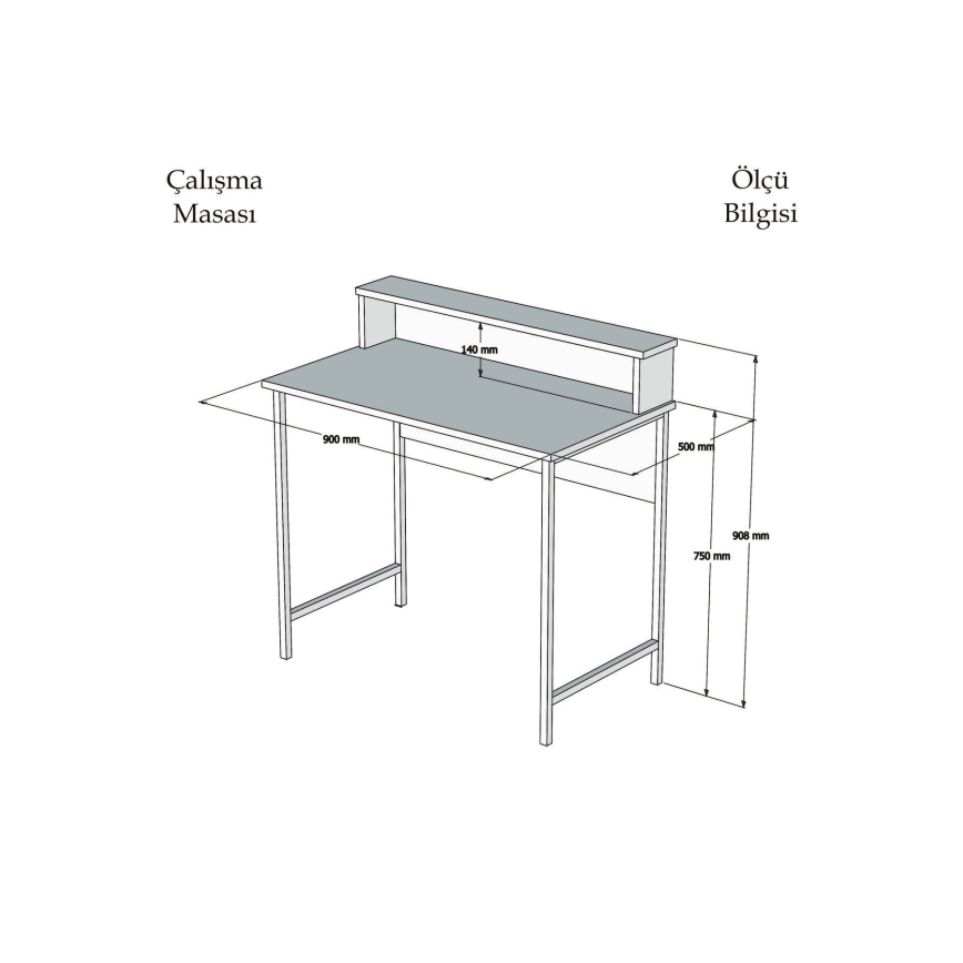 Mesa de trabalho USO 90,8x90 cm branco/preto