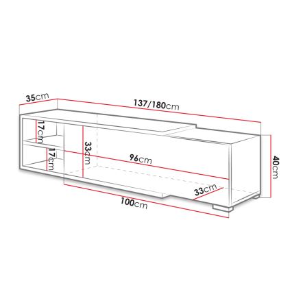 Mesa de TV CLIF 40x180 cm branco