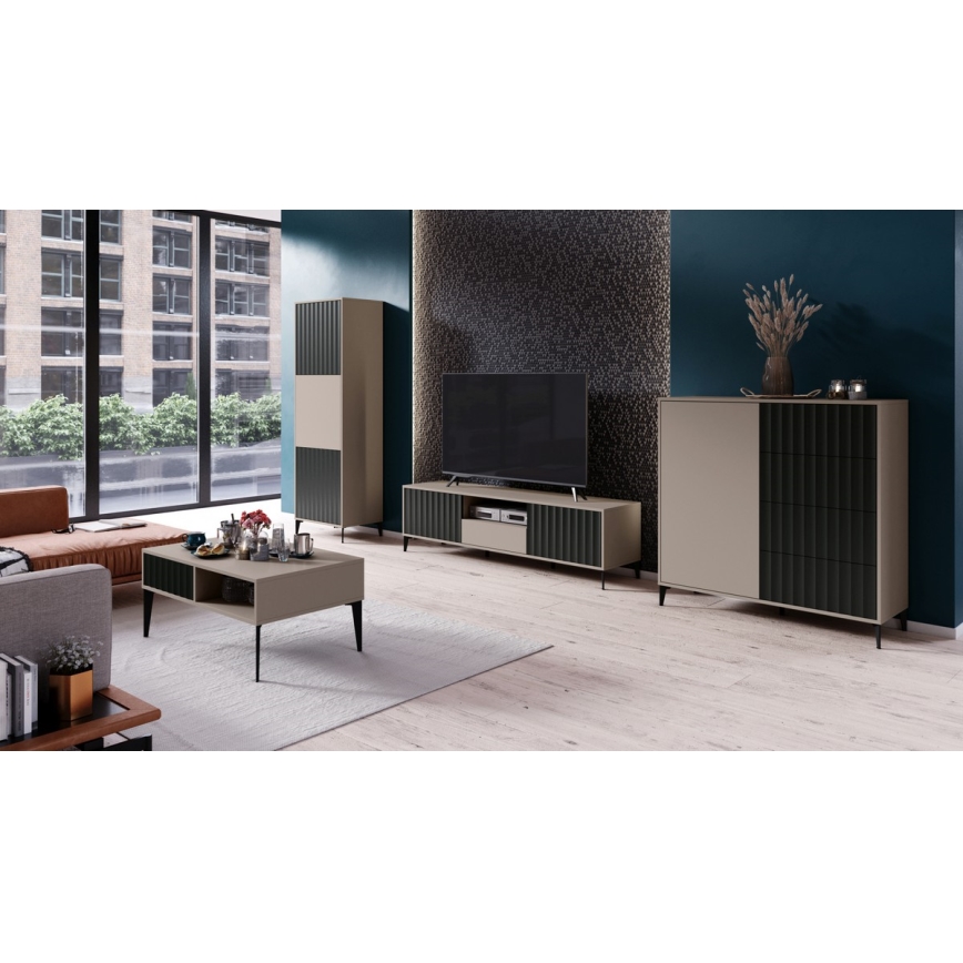 Mesa de TV com gaveta RONJA taupe/preto
