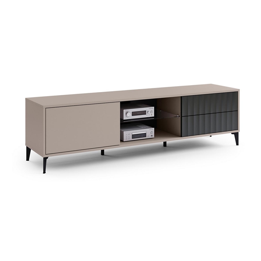 Mesa de TV com gavetas RONJA taupe/preto