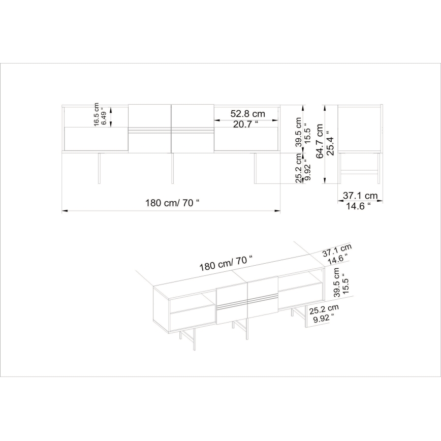 Mesa de TV DERIN 65x180 cm preto