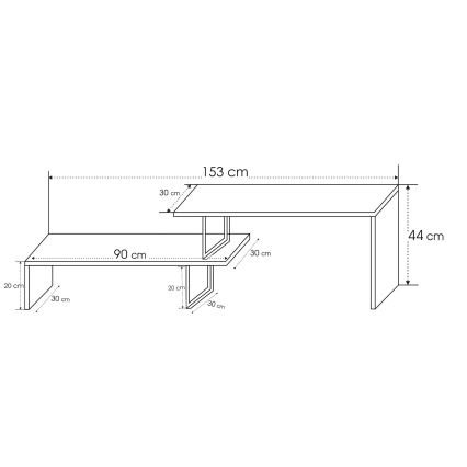 Mesa de TV OVIT 44x153 cm castanho/preto