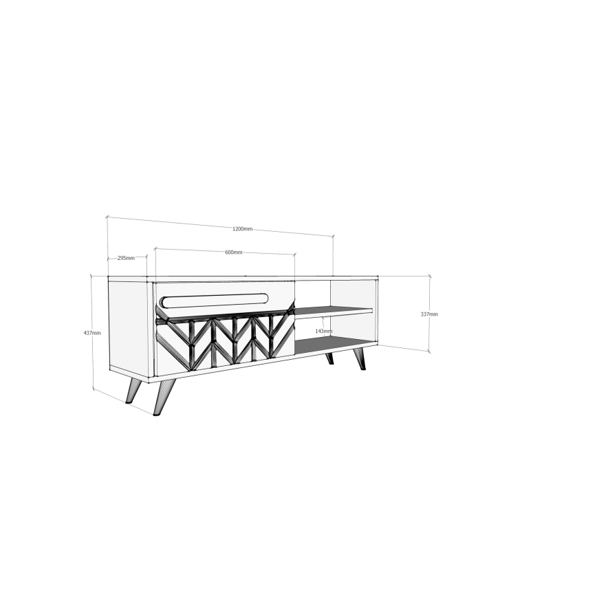 Mesa de TV VENEDIK 43,7x120 cm branco