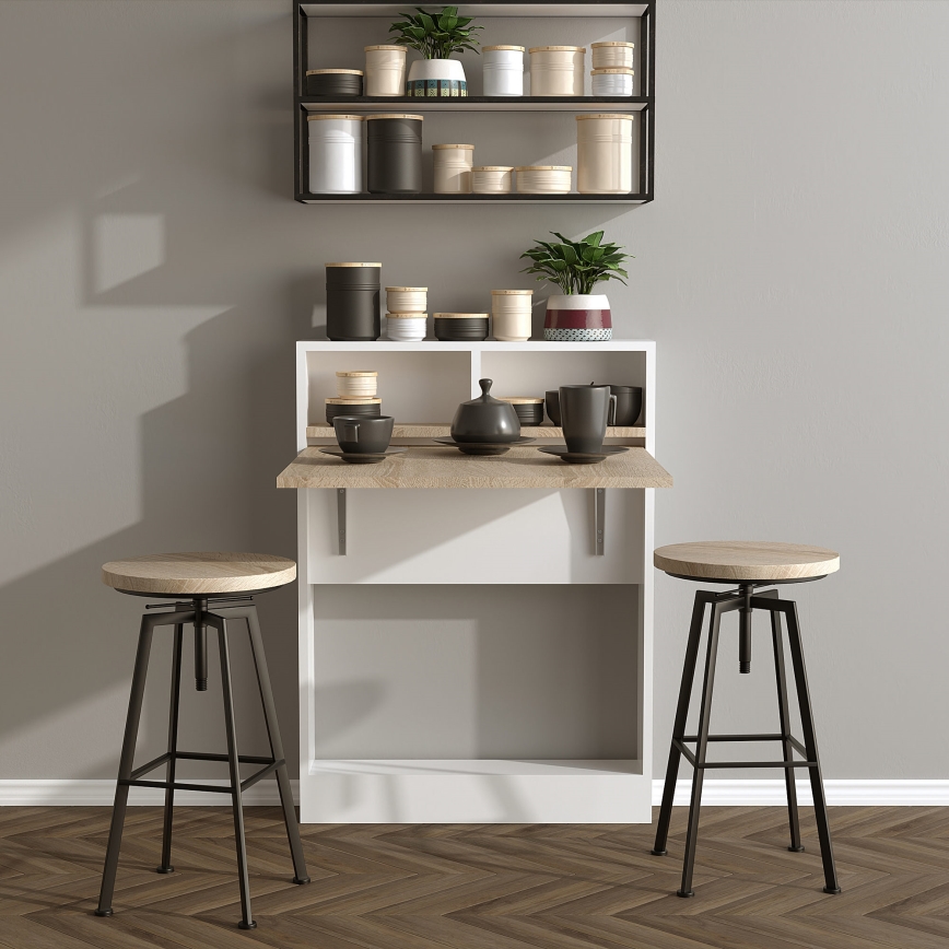 Mesa dobrável BRACKED 96x70 cm branco/marrom