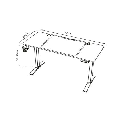 Mesa de jogo ajustável em altura CONTROL 140x60 cm castanho/preto