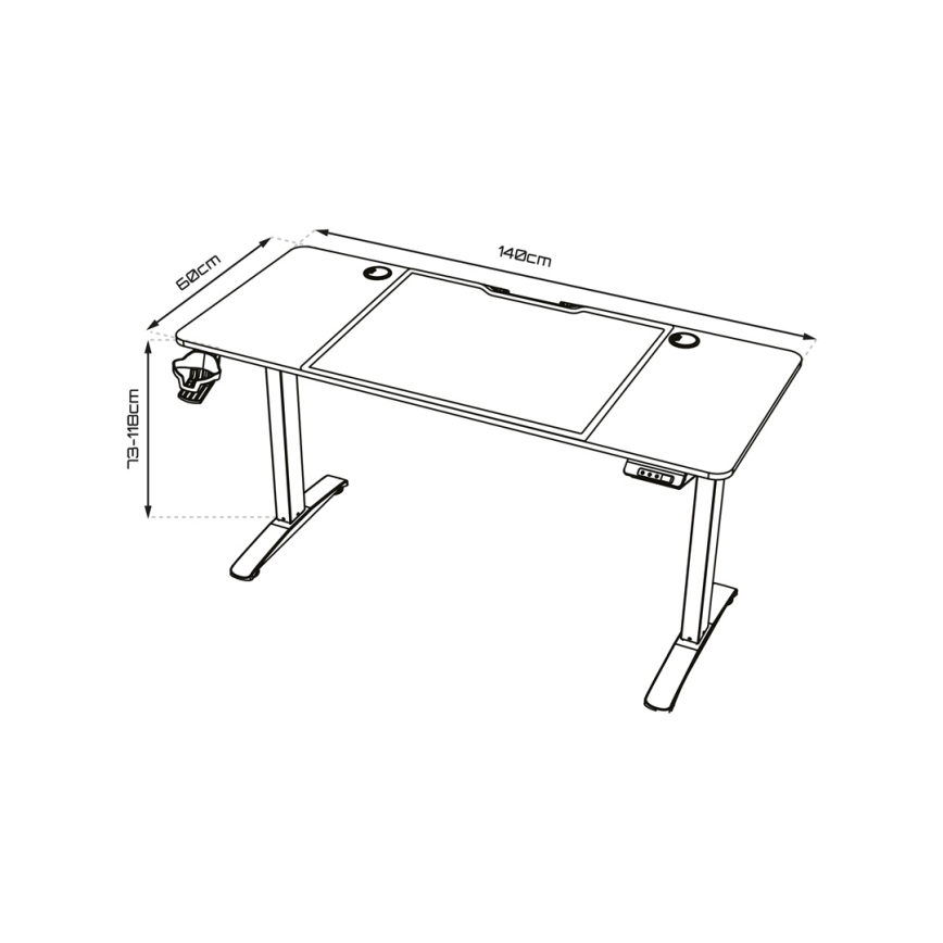 Mesa de jogo ajustável em altura CONTROL 140x60 cm castanho/preto