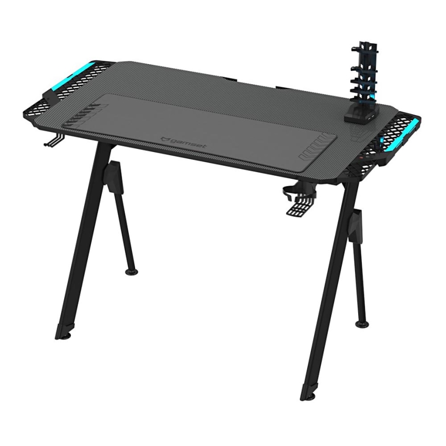 Mesa gaming FALCON com LED RGB retroiluminação 116x60 cm preto