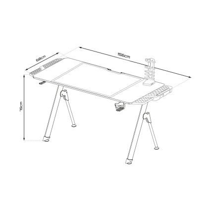 Mesa gaming FALCON com LED RGB retroiluminação 156x60 cm preto