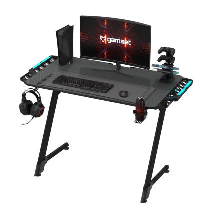 Mesa gaming SNAKE com LED RGB retroiluminação 100x60 cm preto