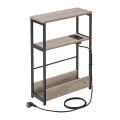 Mesa lateral com tomada integrada e portas USB ROD castanha/preta