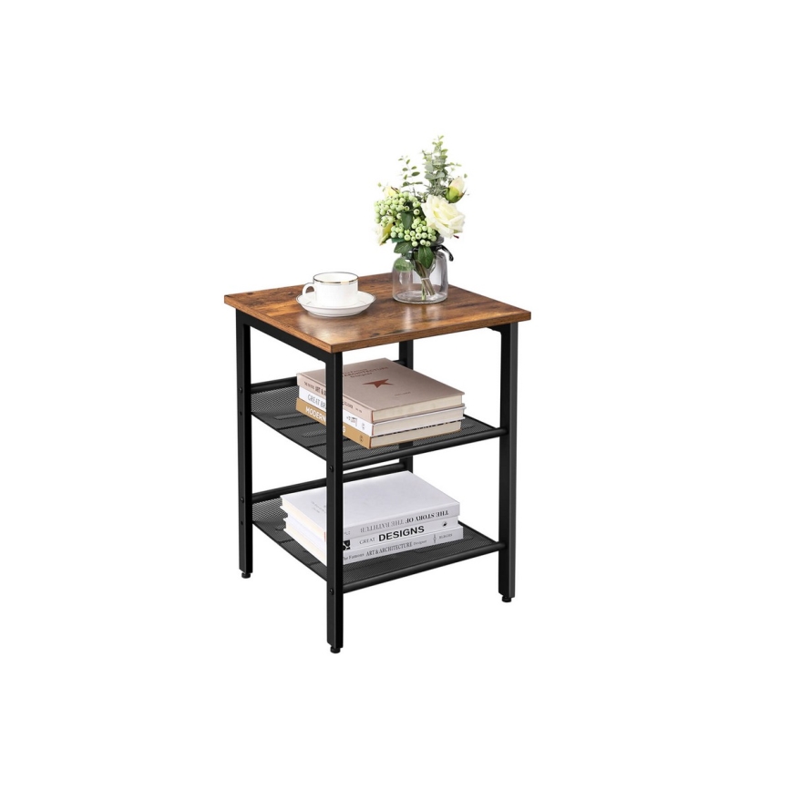 Mesa lateral ELDUR castanho/preto