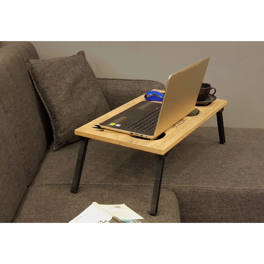 Mesa para cama GUSTO CATS 24x60 cm bege/preto