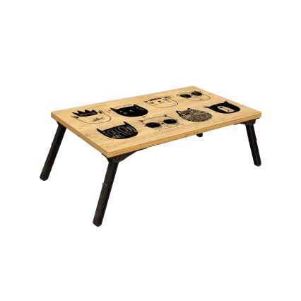 Mesa para cama GUSTO CATS 24x60 cm bege/preto