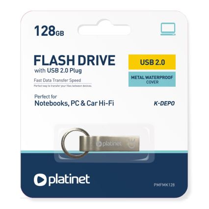 Metal à prova de água Flash Disk USB 128GB cromado mate