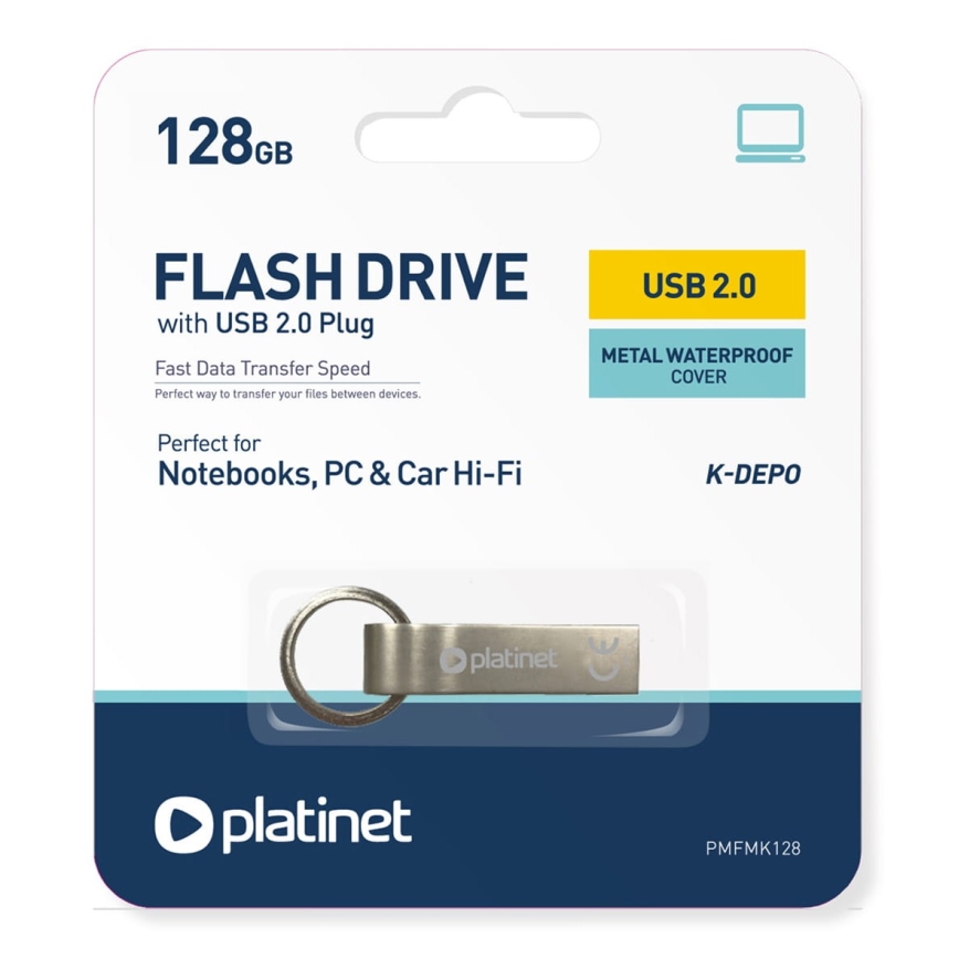 Metal à prova de água Flash Disk USB 128GB cromado mate
