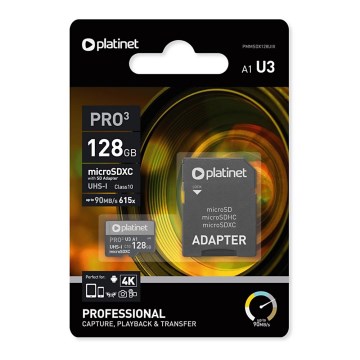 MicroSDXC 128GB U3 Pro A1 90MB/s + Adaptador SD
