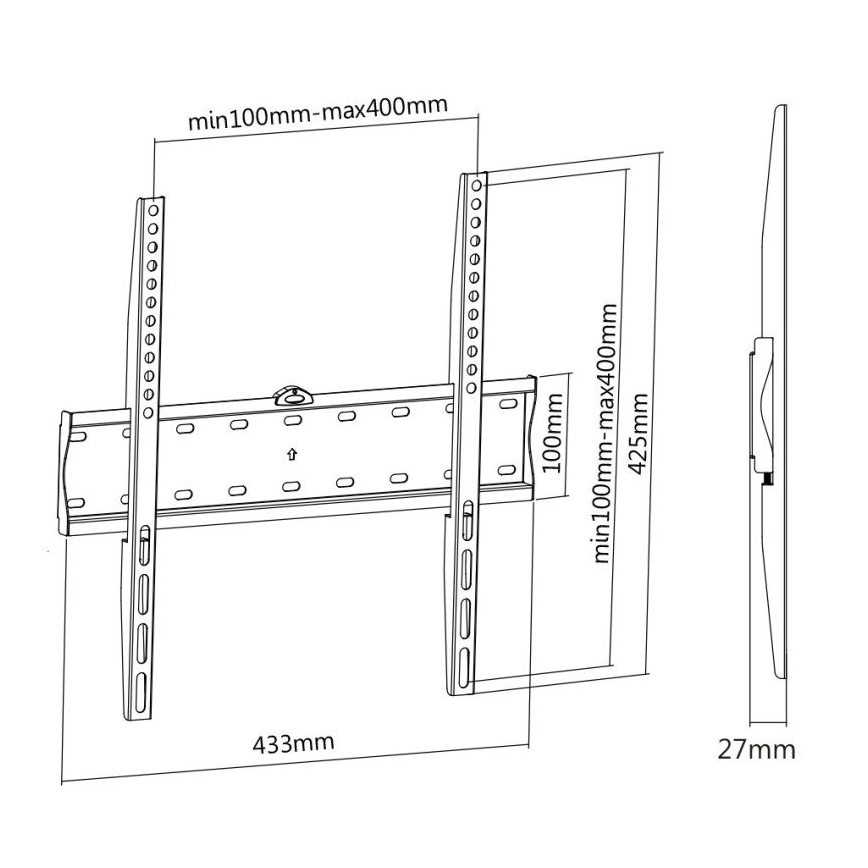 MK FLORIA MKF-17DF441 - Suporte de parede fixo para TV 65" preto