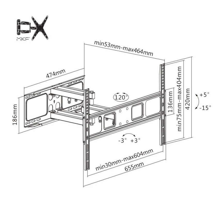 MK FLORIA MKF-17DP641 - Suporte de parede para TV com articulação 80" preto