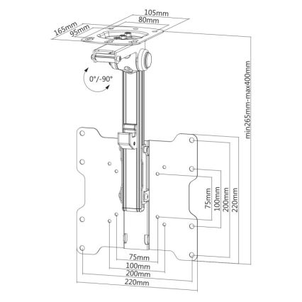 MK FLORIA MKF-17DS220 - Suporte de tecto para TV de 46 preto