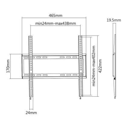 MK FLORIA MKF-20DF447 - Suporte de parede fixo para TV 65" preto