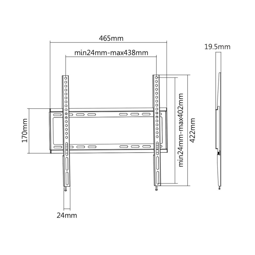 MK FLORIA MKF-20DF447 - Suporte de parede fixo para TV 65" preto