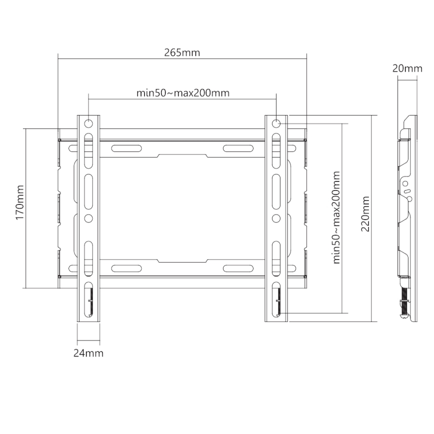 MK FLORIA MKF-23DF223 - Suporte de parede fixo para TV 46" preto