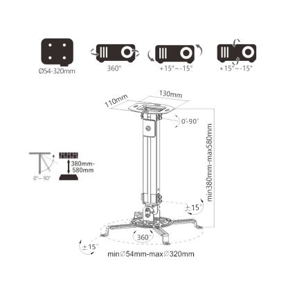 MK FLORIA Superior SUPSTV013 -  Suporte de tecto para projetor, preto