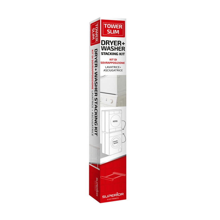 MK FLORIA Superior Tower Slim - Kit de empilhamento para máquina de lavar e secadora 66 cm branco