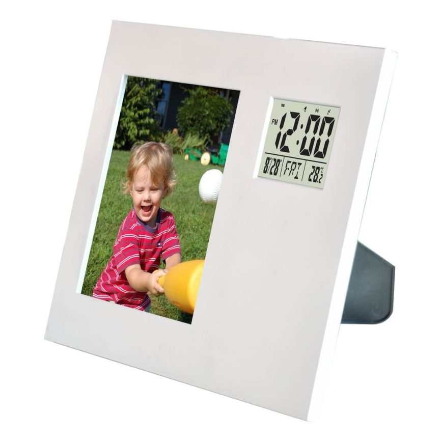 Moldura para Fotos com Relógio Digital e Termómetro 2×AAA