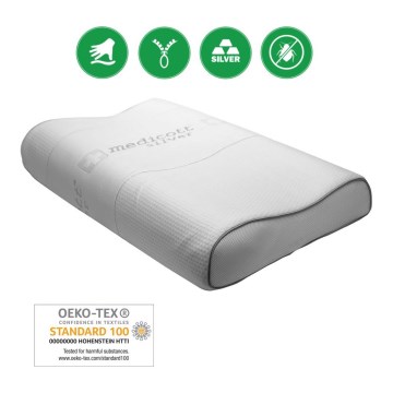 Monarch - Almofada ortopédica ergonómica com espuma de memória ANATOMIC 40x70 cm capa Prateada Medicott
